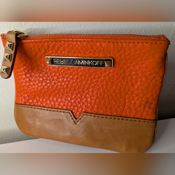 Rebecca Minkoff Handbags - Rebecca Minkoff Vibrant Orange and Tan Leather Coin Purse